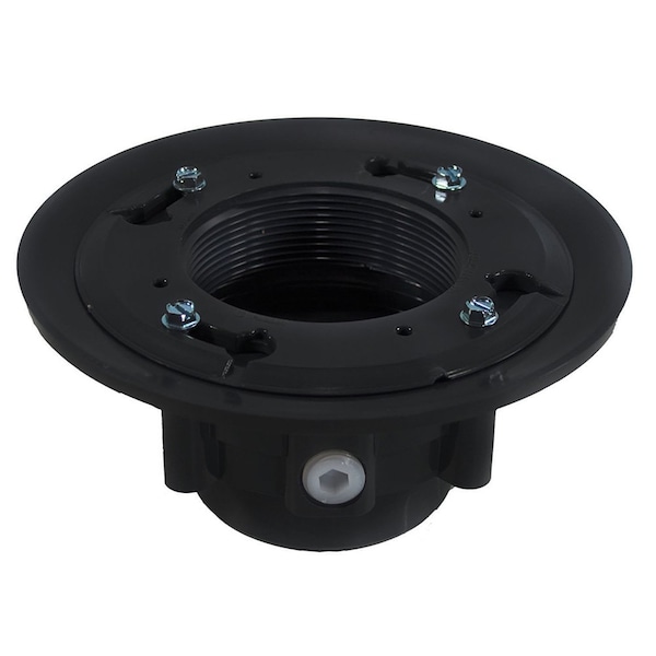 4in. PVC Heavy Duty Drain Base with Clamping Ring and Primer Tap, for 3-1/2in. Spud